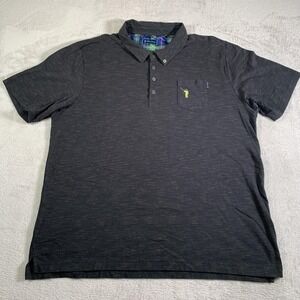 William Murray Polo Shirt Mens 2XL Black Heather Pocket Golfer Logo Golf Peru